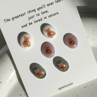 [무배]925실버 곰 인형 일러스트 호마이카 귀여운 귀걸이